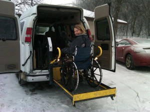 Van with wheelchair lift
