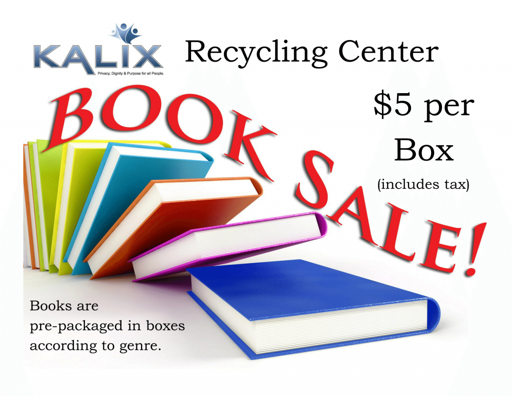 The Kalix Recycling Center is having a book sale! Books are prepackaged in boxes according to genre. The cost is $5 (including tax) and they can be purchased in the Kalix Recycling Center drive-thru.