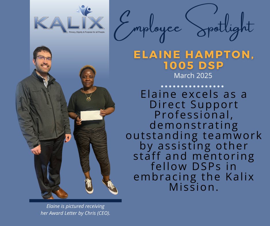 Elaine is pictured on the right holding her envelope with Kalix CEO, Chris Haseleu. 